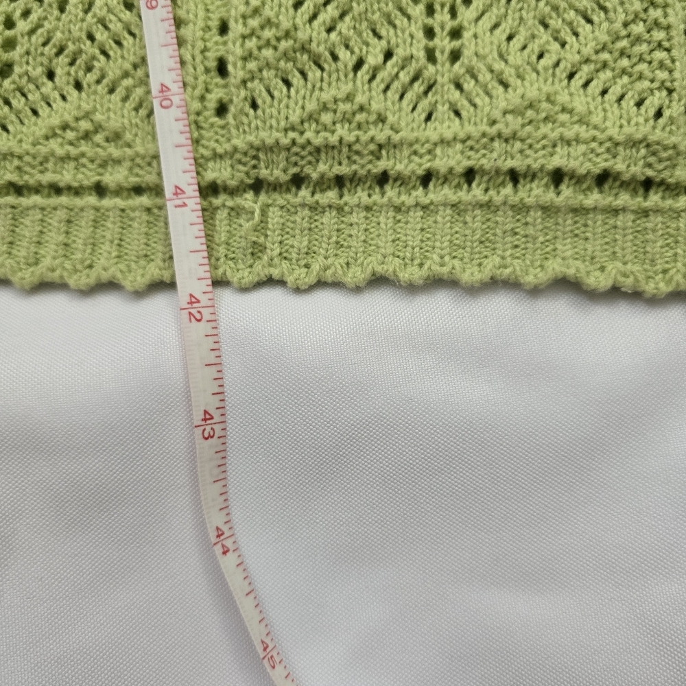 Freshman 1996 Lime Green Crochet Knit Boho V Neck Maxi Tank Dress Semi Sheer M - Picture 9 of 15